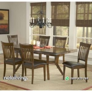 Satu Set Meja Makan Jati Modern nataliving furniture