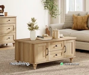 Scarlett Meja Tamu Kayu Jati Finishing Bleaching Minimalis nataliving furniture
