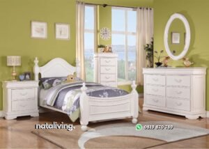 Set Kamar Tidur Anak Cat Duco Putih nataliving furniture