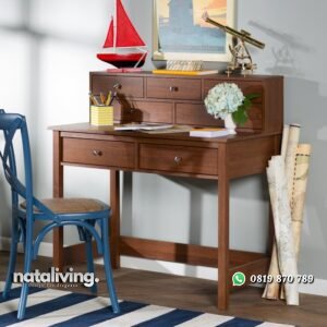 Set Meja Belajar Kayu Jati Minimalis nataliving furniture