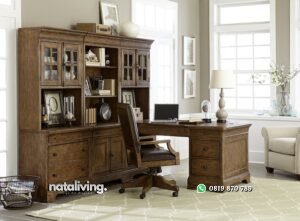 Set Meja Kerja Jati Mewah nataliving furniture