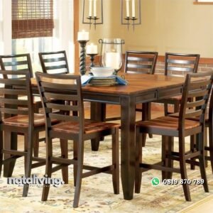 Set Meja Makan 8 Kursi Jati Minimalis nataliving furniture