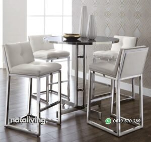 Set Meja Makan Bar Almunium Anti Karat nataliving furniture