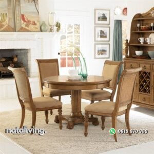 Set Meja Makan Bulat 4 Kursi nataliving furniture