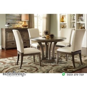 Set Meja Makan Bundar Minimalis nataliving furniture