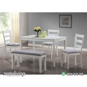 Set Meja Makan Cat Duco Putih nataliving furniture
