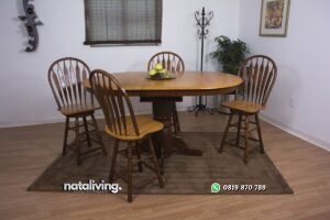 Set Meja Makan Jati Oval nataliving furniture