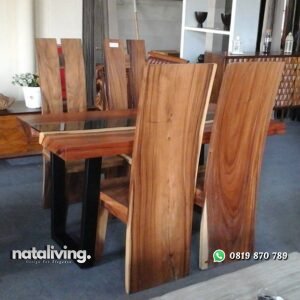 Set Meja Makan Kayu Trembesi Minimalis nataliving furniture