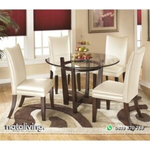 Set Meja Tamu Bulat Kaca nataliving furniture