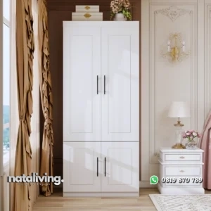 Shelves Lemari Pakaian 2 Pintu Cat Duco Putih nataliving furniture