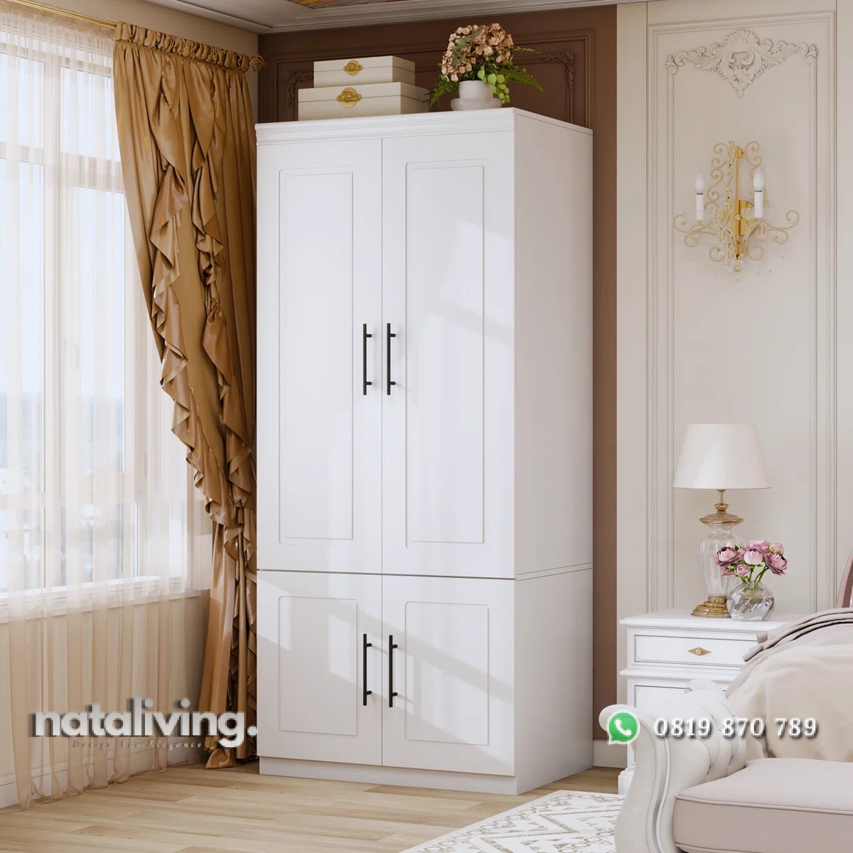 Shelves Lemari Pakaian 2 Pintu Cat Duco Putih nataliving furniture 2 Shelves Lemari Pakaian 2 Pintu Cat Duco Putih nataliving furniture 2