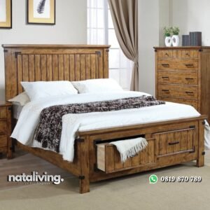 Tempat Tidur Jati Gaya Rustic nataliving furniture