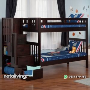 Tempat Tidur Susun Jati Tangga Laci nataliving furniture