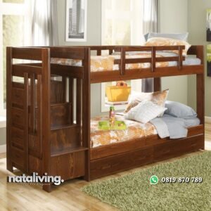 Tempat Tidur Tingkat Jati Laci Minimalis nataliving furniture