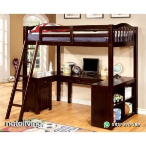 Tempat Tidur Tingkat Jati Minimalis Multifungsi nataliving furniture