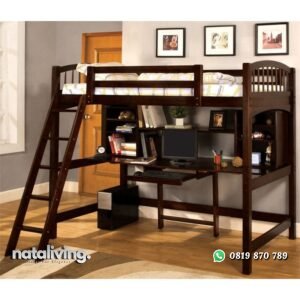 Tempat Tidur Tingkat Kayu Jati Minimalis Multifungsi nataliving furniture
