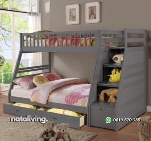 Tempat Tidur Tingkat Sorong Tangga Laci nataliving furniture