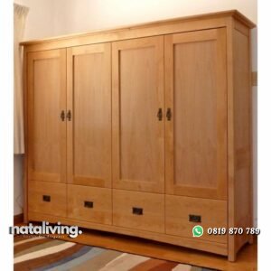 Almari kayu jati pintu 4 lemari full laci bawah nataliving furniture