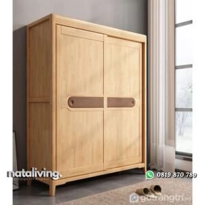 Almari pintu sleding kayu jati terbaik lemari pakaian modern nataliving furniture