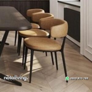 Kursi makan rangka besi jok kulit sintetis nataliving furniture