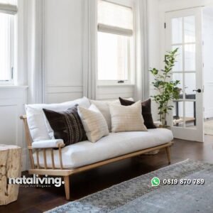 Bangku santai kayu jati full bantalan kursi tamu terbaik nataliving furniture