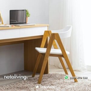 Kursi cafe model A kayu jati kombinasi duco putih kursi belajar nataliving furniture
