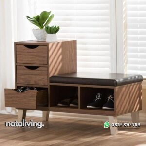 Bench multifungsi dengan laci rak sepatu kayu jati nataliving furniture