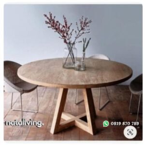 Set meja bundar 2 kursi + 1 meja diameter 100cm (pesanan pribadi) nataliving furniture