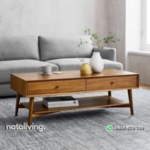 Meja tamu kayu jati terbaru meja sofa kombinasi laci nataliving furniture