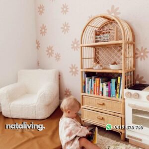 Rak buku rotan alami terbaru rak buku laci modern nataliving furniture