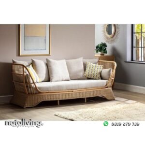 Sofa rotan alami lengkung kursi rotan full bantalan nataliving furniture