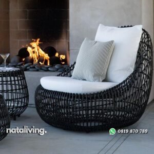 Kursi santai rotan sintetis full bantalan kursi teras rotan nataliving furniture