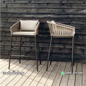 Kursi bar outdoor rotan sintetis kursi bar dengan bantalan terbaru nataliving furniture
