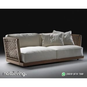 Kursi santai anyaman rotan kayu jati terbaru bantalan tebal nataliving furniture