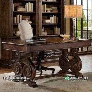 Meja kerja klasik kayu jati meja kantor terbaik nataliving furniture