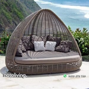 Bangku santai rotan bed rotan terbaru full busa tebal nataliving furniture