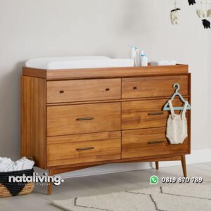 Baby Tafel Retro Jati Model Minimalis 6 Laci nataliving furniture
