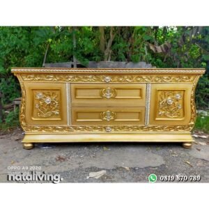 buffet tv kayu jati full emas terbaik buffet terbaru nataliving furniture