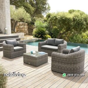 Set sofa rotan sintetis terbaru sofa tamu outdoor bantalan tebal nataliving furniture