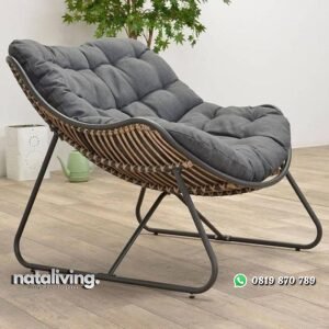 Kursi santai rotan alami kombinasi besi nataliving furniture