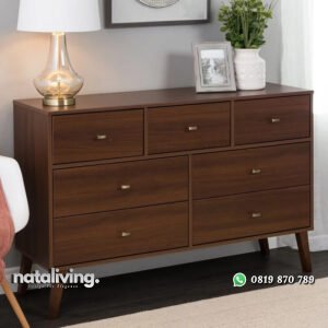 Bufet Jati Minimalis Modern Model 7 Laci Terbaru nataliving furniture
