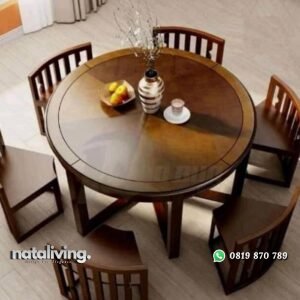 Kursi makan bundar terbaru kayu jati kursi makan modern nataliving furniture