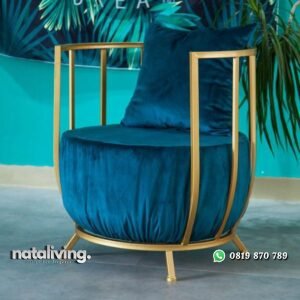 Kursi santai besi hollo warna gold dudukan busa empuk nataliving furniture