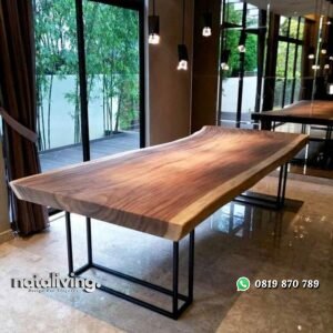 Meja makan trambesi kaki besi meja makan modern nataliving furniture