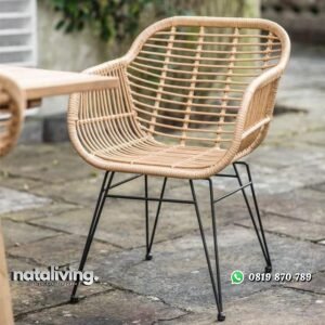 Kursi cafe rotan kaki besi kursi makan rotan alami nataliving furniture