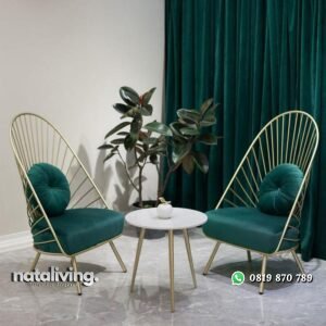 Kursi teras rangka besi dudukan busa meja top marble nataliving furniture