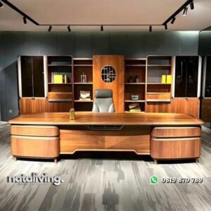 Meja kerja elegan kayu jati solid meja kantor modern terbaru nataliving furniture