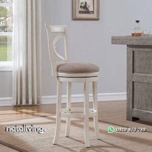 Kursi bar putar terbaru finishing duco putih nataliving furniture