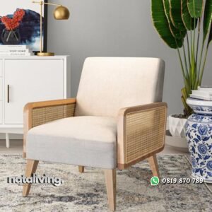 Kursi santai lengan kayu jati kombinasi rotan busa tebal nataliving furniture