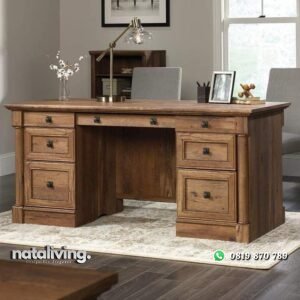 Meja kerja kayu jati finishing rustik merja direktur terbaru nataliving furniture